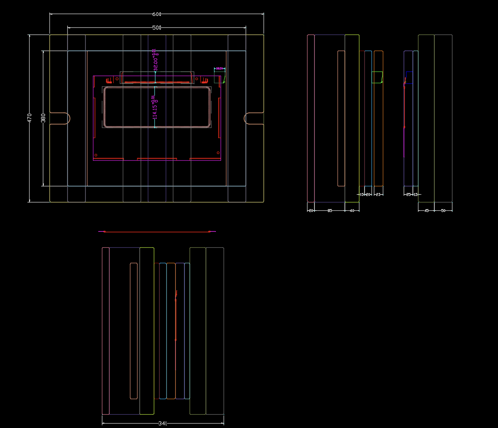 笔记本键盘外壳冲孔打凸模具图